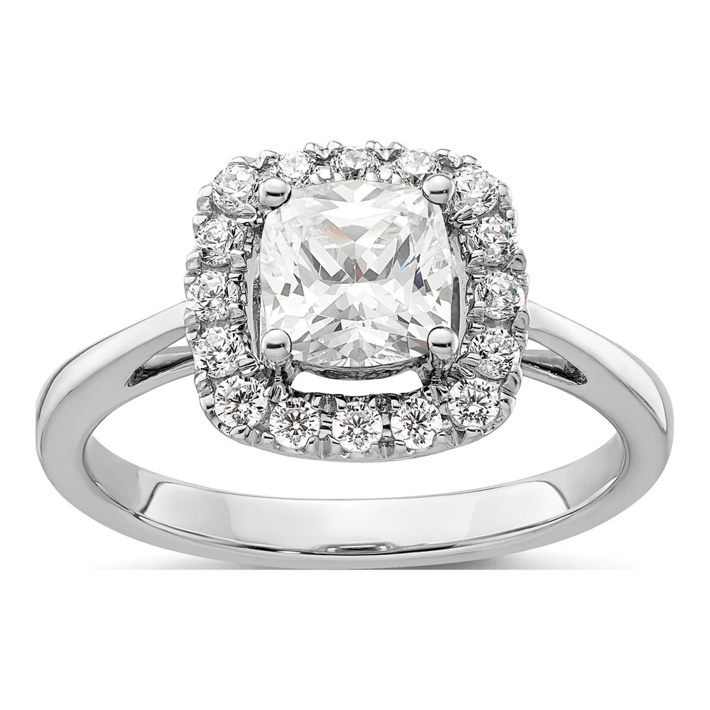 14K White Gold 1/4 ct tw Lab-Grown Diamond April Birthstone Halo Ring