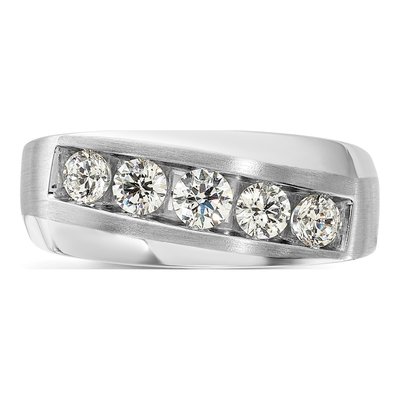 Men's 10K White Gold 1 ct tw Lab-Grown Diamond 5-Stone Ring – view 4