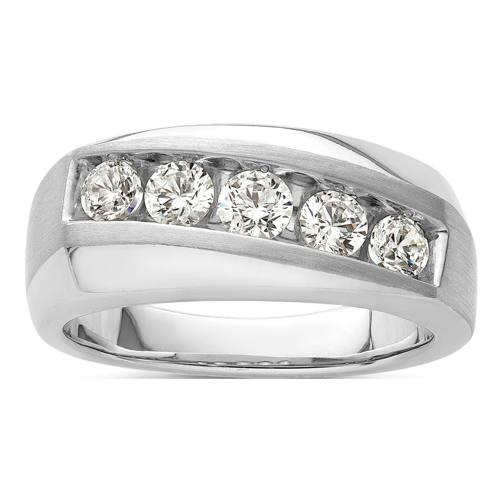 Men's 10K White Gold 1 ct tw Lab-Grown Diamond 5-Stone Ring
