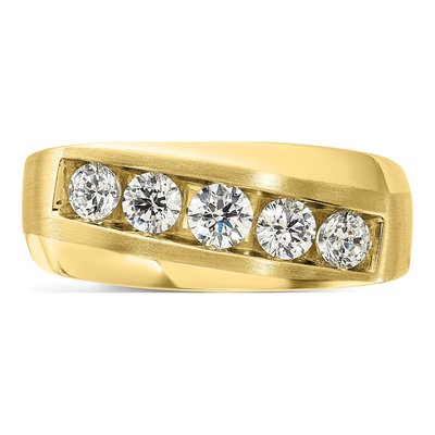 Men's 10K Yellow Gold 1 ct tw Lab-Grown Diamond 5-Stone Ring – view 4