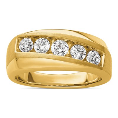 Men's 10K Yellow Gold 1 ct tw Lab-Grown Diamond 5-Stone Ring