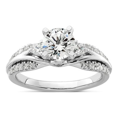 14K White Gold Lab-Grown Diamond Engagement Ring Semi-Mount