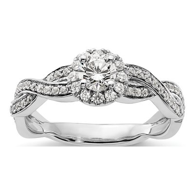 10K White Gold 3/4 ct tw Lab-Grown Diamond Eternal Promise Halo Engagement Ring