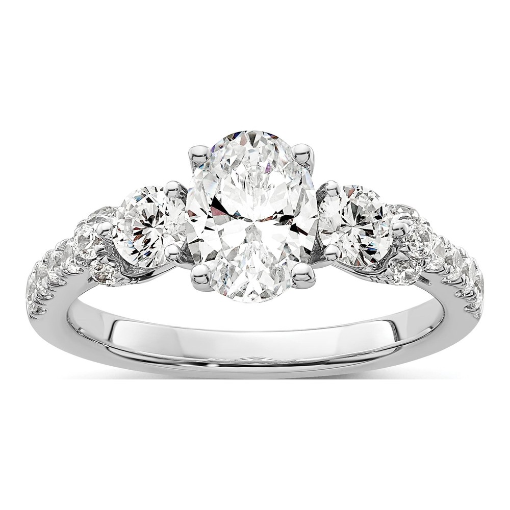 14K White Gold Lab-Grown Diamond Oval Engagement Ring Semi-Mount