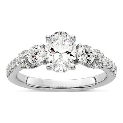 14K White Gold Lab-Grown Diamond Oval Engagement Ring Semi-Mount