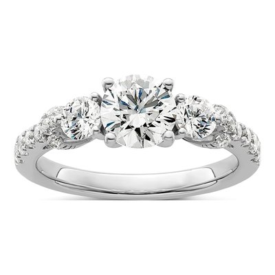14K White Gold Lab-Grown Diamond Center Engagement Ring Semi-Mount