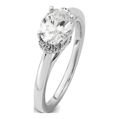 14K White Gold Lab-Grown Diamond Oval Engagement Ring Semi-Mount – view 7