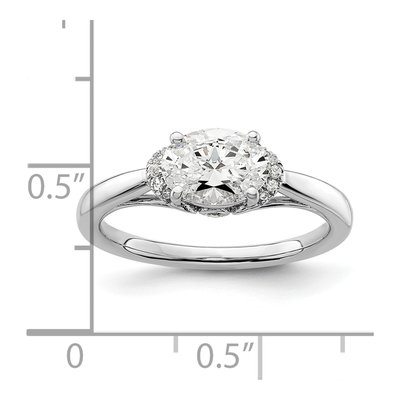 14K White Gold Lab-Grown Diamond Oval Engagement Ring Semi-Mount – view 8
