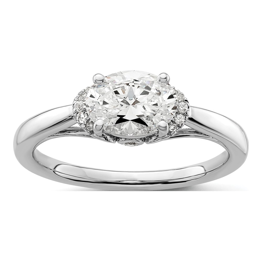 14K White Gold Lab-Grown Diamond Oval Engagement Ring Semi-Mount