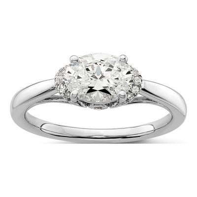 14K White Gold Lab-Grown Diamond Oval Engagement Ring Semi-Mount