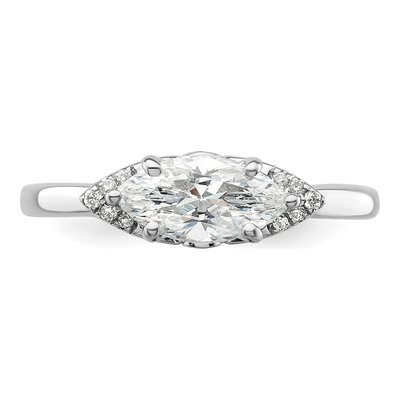 14K White Gold Lab-Grown Diamond Center East-West Marquise Engagement Ring Semi-Mount – view 5