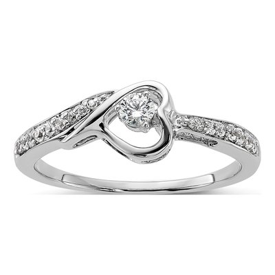 14K White Gold 1/5 ct tw Lab-Grown Diamond Promise Ring