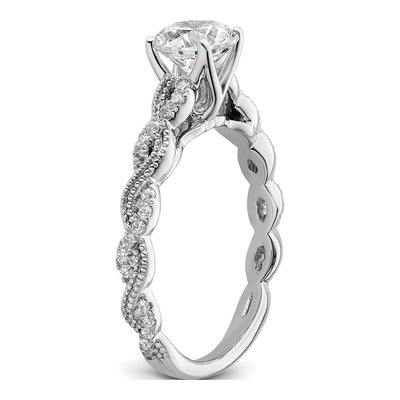 14K White Gold Lab-Grown Diamond Center Round Engagement Ring Semi-Mount – view 7