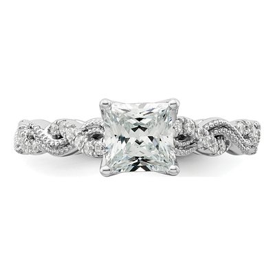 14K White Gold Lab-Grown Diamond Center Princess Engagement Ring Semi-Mount – view 5