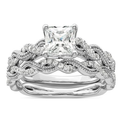 14K White Gold Lab-Grown Diamond Center Princess Engagement Ring Semi-Mount – view 8