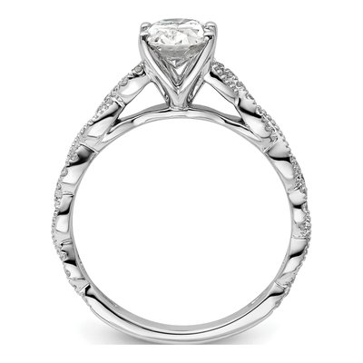 14K White Gold Lab-Grown Diamond Oval Halo Engagement Ring Semi-Mount – view 2