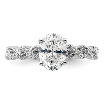 14K White Gold Lab-Grown Diamond Oval Halo Engagement Ring Semi-Mount – view 4