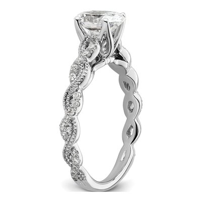 14K White Gold Lab-Grown Diamond Oval Halo Engagement Ring Semi-Mount – view 6