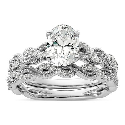 14K White Gold Lab-Grown Diamond Oval Halo Engagement Ring Semi-Mount – view 7