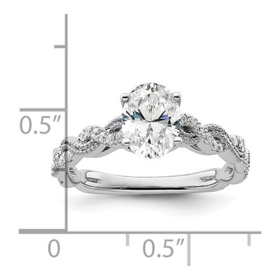 14K White Gold Lab-Grown Diamond Oval Halo Engagement Ring Semi-Mount – view 8