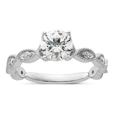 14K White Gold Lab-Grown Diamond Engagement Ring Semi-Mount