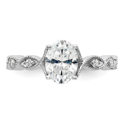 14K White Gold Lab-Grown Diamond Oval Engagement Ring Semi-Mount – view 5