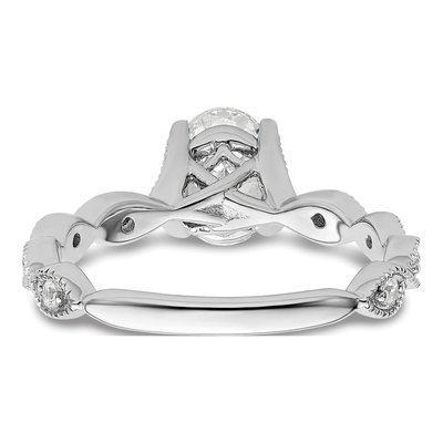 14K White Gold Lab-Grown Diamond Oval Engagement Ring Semi-Mount – view 6
