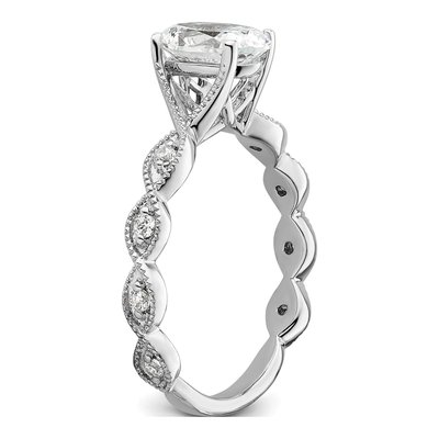 14K White Gold Lab-Grown Diamond Oval Engagement Ring Semi-Mount – view 7