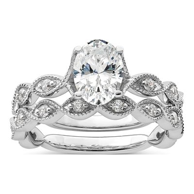 14K White Gold Lab-Grown Diamond Oval Engagement Ring Semi-Mount – view 8