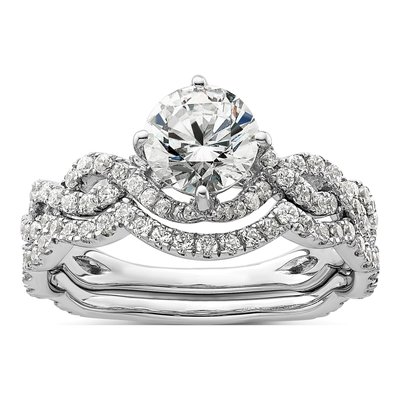 14K White Gold Lab-Grown Diamond Halo Engagement Ring Semi-Mount – view 8