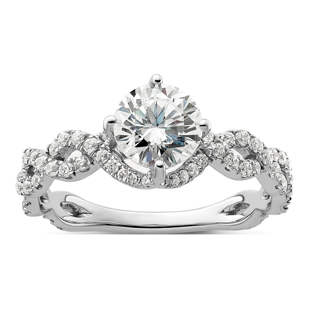 14K White Gold Lab-Grown Diamond Halo Engagement Ring Semi-Mount