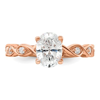14K Rose Gold Lab-Grown Diamond Oval Engagement Ring Semi-Mount – view 4
