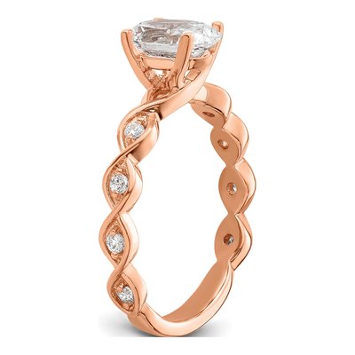 14K Rose Gold Lab-Grown Diamond Oval Engagement Ring Semi-Mount – view 6