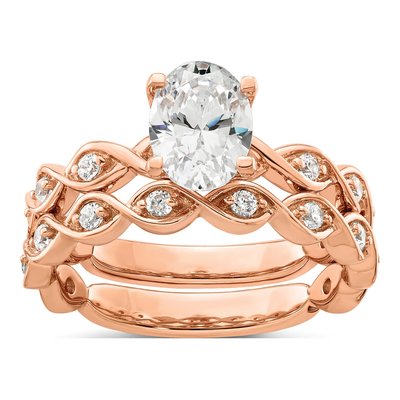 14K Rose Gold Lab-Grown Diamond Oval Engagement Ring Semi-Mount – view 7