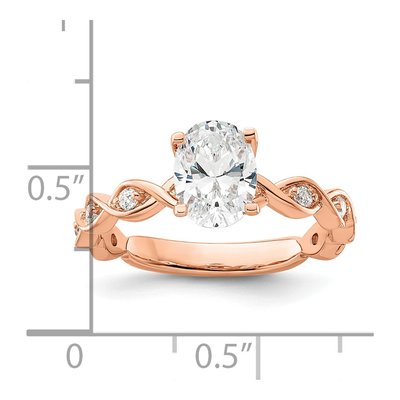 14K Rose Gold Lab-Grown Diamond Oval Engagement Ring Semi-Mount – view 8