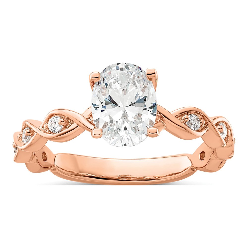 14K Rose Gold Lab-Grown Diamond Oval Engagement Ring Semi-Mount