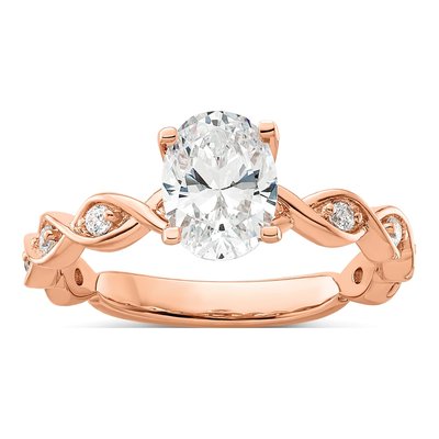 14K Rose Gold Lab-Grown Diamond Oval Engagement Ring Semi-Mount