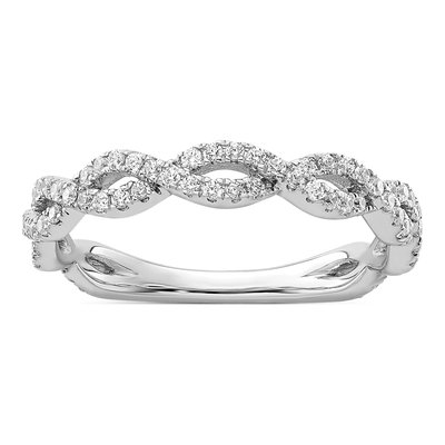 14K White Gold 3/8 ct tw Lab-Grown Diamond Wedding Band