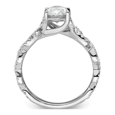 14K White Gold Lab-Grown Diamond Oval Engagement Ring Semi-Mount – view 2