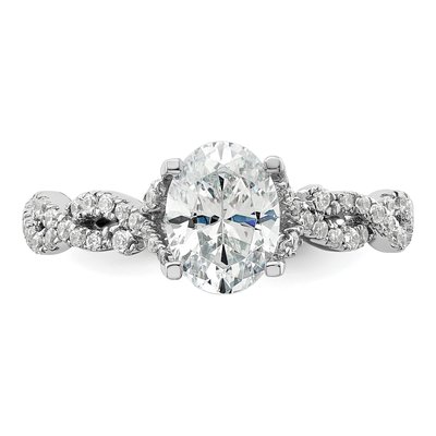 14K White Gold Lab-Grown Diamond Oval Engagement Ring Semi-Mount – view 4