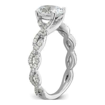 14K White Gold Lab-Grown Diamond Oval Engagement Ring Semi-Mount – view 6