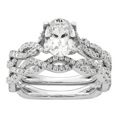 14K White Gold Lab-Grown Diamond Oval Engagement Ring Semi-Mount – view 7