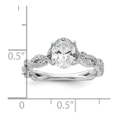 14K White Gold Lab-Grown Diamond Oval Engagement Ring Semi-Mount – view 8