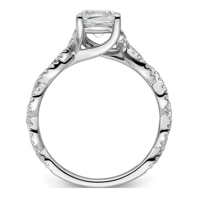 14K White Gold Lab-Grown Diamond Center Cushion Engagement Ring Semi-Mount – view 3