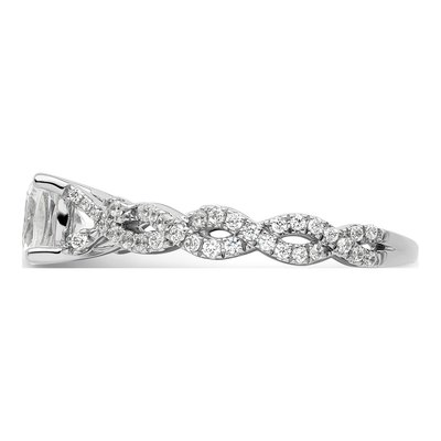 14K White Gold Lab-Grown Diamond Center Cushion Engagement Ring Semi-Mount – view 4