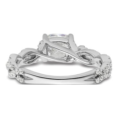 14K White Gold Lab-Grown Diamond Center Cushion Engagement Ring Semi-Mount – view 6