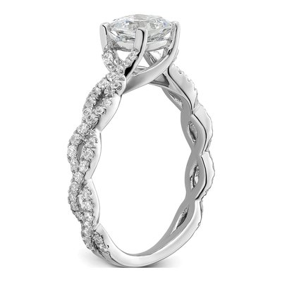 14K White Gold Lab-Grown Diamond Center Cushion Engagement Ring Semi-Mount – view 7