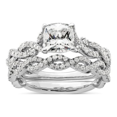 14K White Gold Lab-Grown Diamond Center Cushion Engagement Ring Semi-Mount – view 8