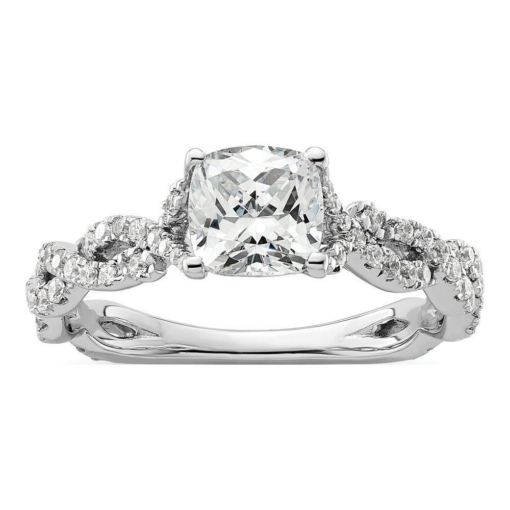 14K White Gold Lab-Grown Diamond Center Cushion Engagement Ring Semi-Mount