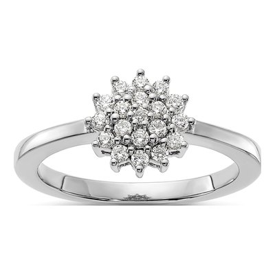 14K White Gold 1/4 ct tw Lab-Grown Diamond Cluster Ring